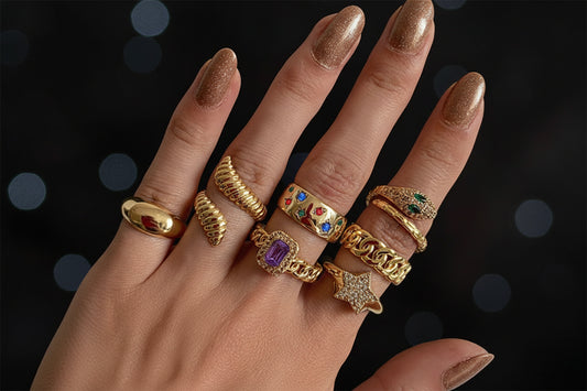 Bagues Empilables Célestes Dorées - Set de Bagues Bohèmes Chic pour Femme