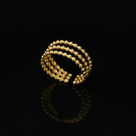 Bague Large Géométrique Acier Inoxydable Doré - Bijou Minimaliste Femme