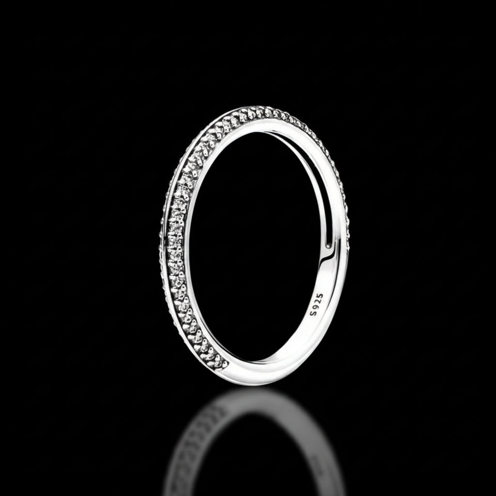 Bague Argent 925 Pavé Triple-Rang Coloré - Élégance Intemporelle