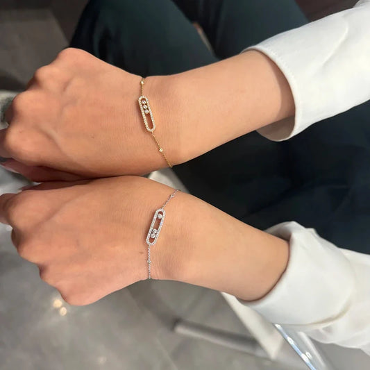 Bracelet MOVE Pierre Coulissante Argent 925 - Bijou Femme Élégant Cadeau Saint-Valentin