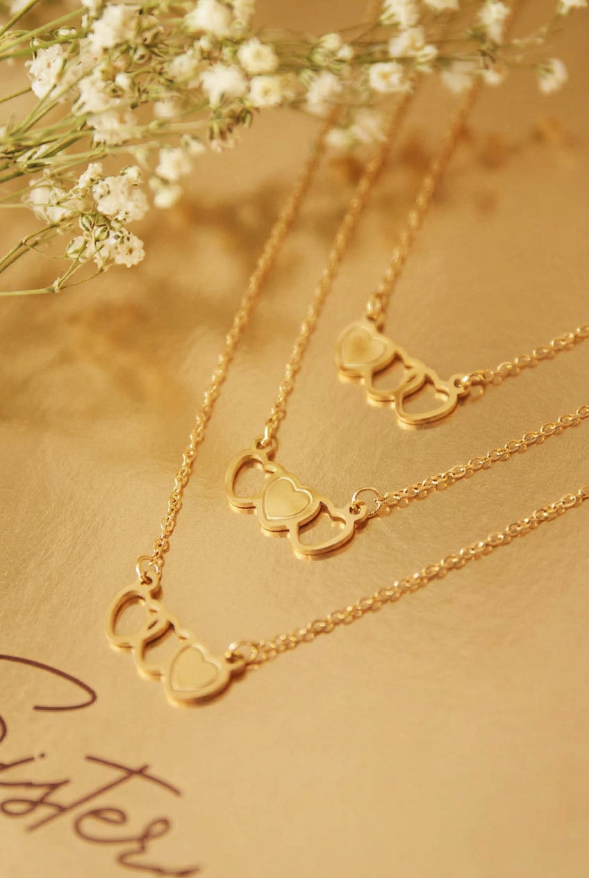 Necklace Three SisterS Gold Color Stainless Steel