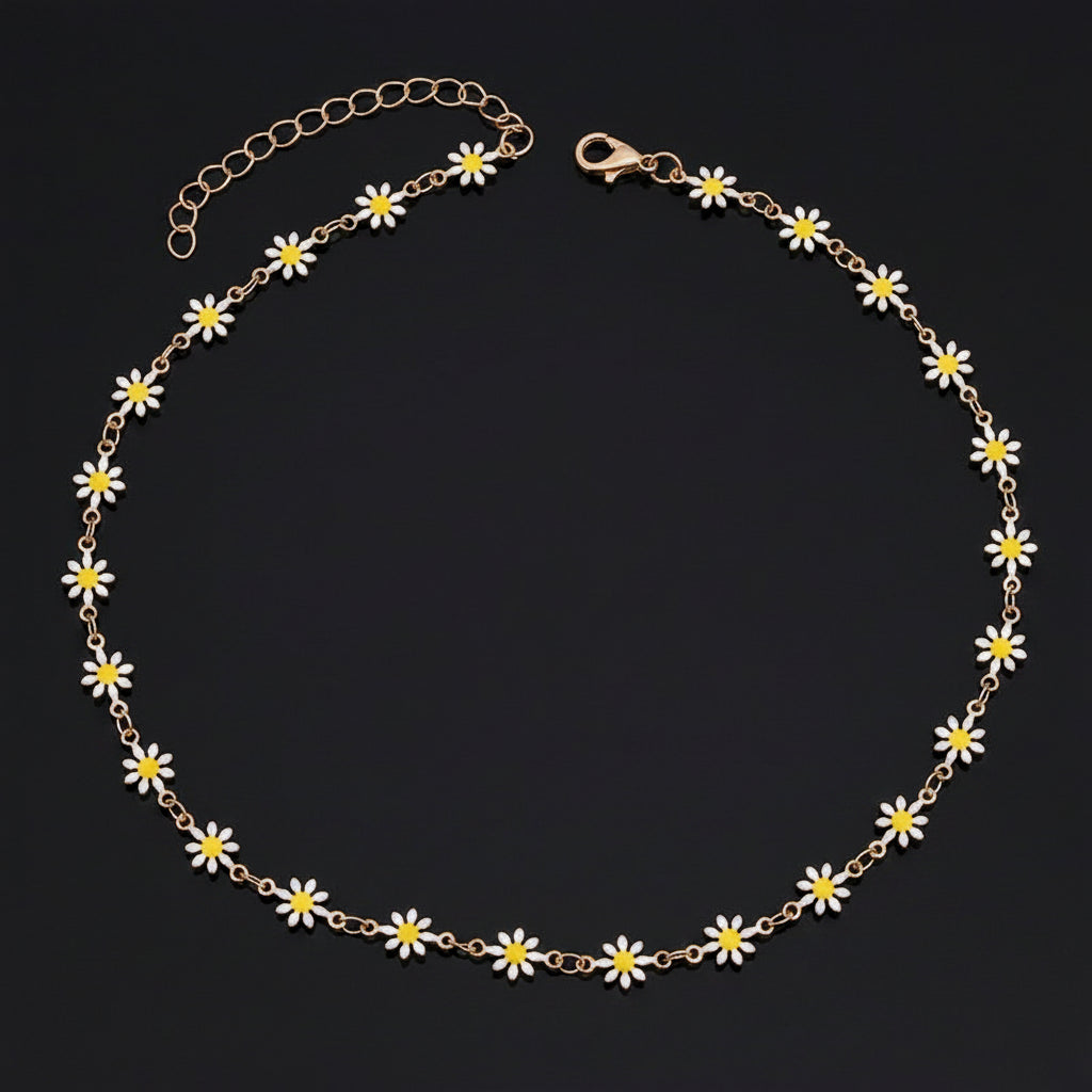 Collier Ras-de-Cou Marguerite Fleurie – Plaqué Argent