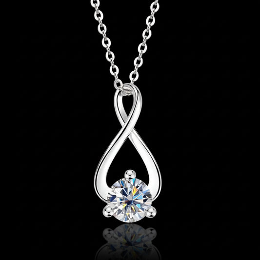 Collier Moissanite 1ct Argent 925 Plaqué Or Blanc - Pendentif Torsadé Choker Certifié GRA