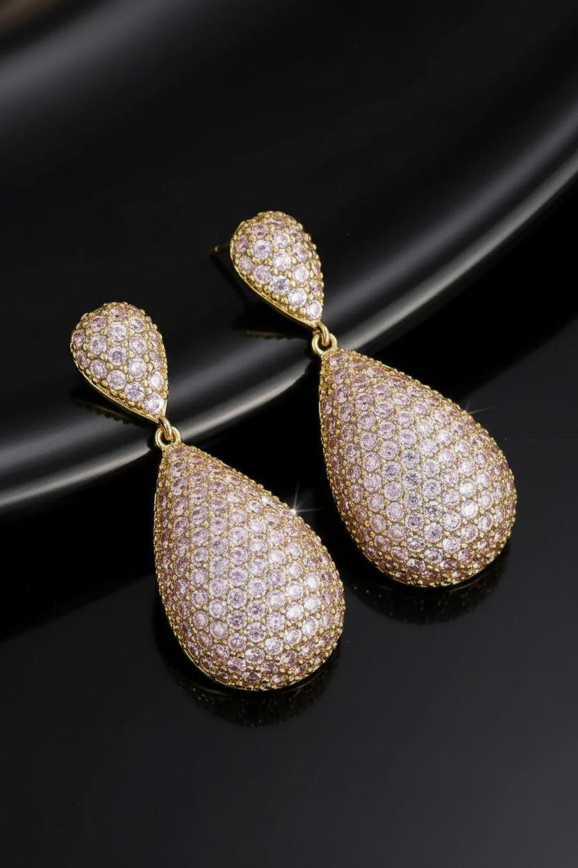 Boucles d’Oreilles Pendantes Goutte d’Eau Zircon – Élégance Nuptiale