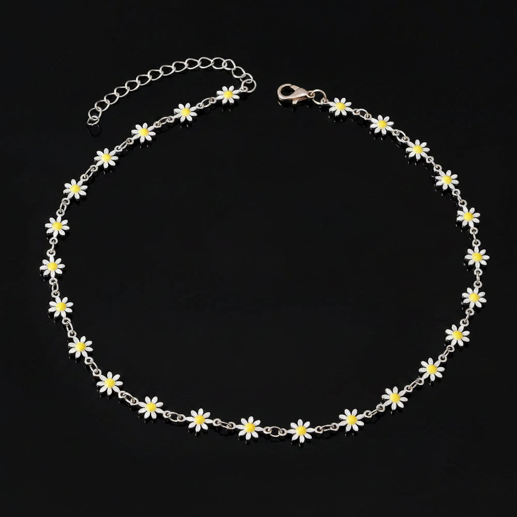 Collier Ras-de-Cou Marguerite Fleurie – Plaqué Argent