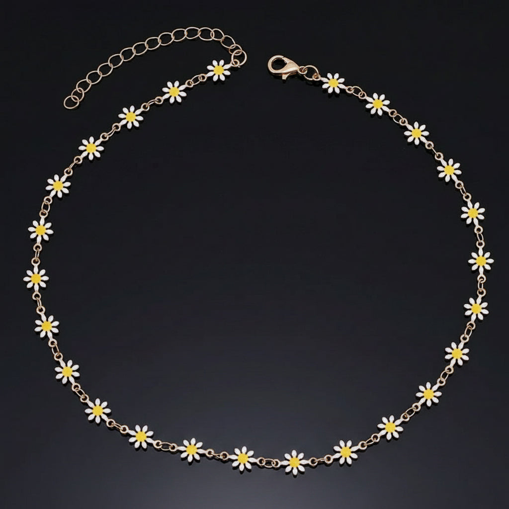 Collier Ras-de-Cou Marguerite Fleurie – Plaqué Argent