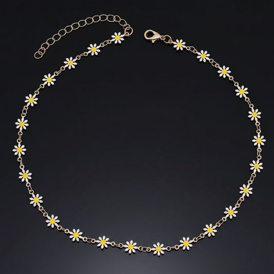 Collier Ras-de-Cou Marguerite Fleurie – Plaqué Argent