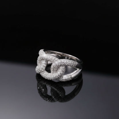 Bague Ouverte Pavée Zircon – Plaquée Argent 925