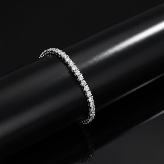 Bracelet Tennis Moissanite 1.8ct-9ct - Argent 925 Plaqué Or Blanc 18K -5mm- Bracelet Ajustable Femme