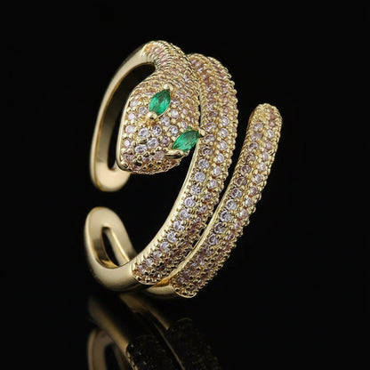 Bague Serpent Ouverte Pavée Zircon – Plaquée Or 18K