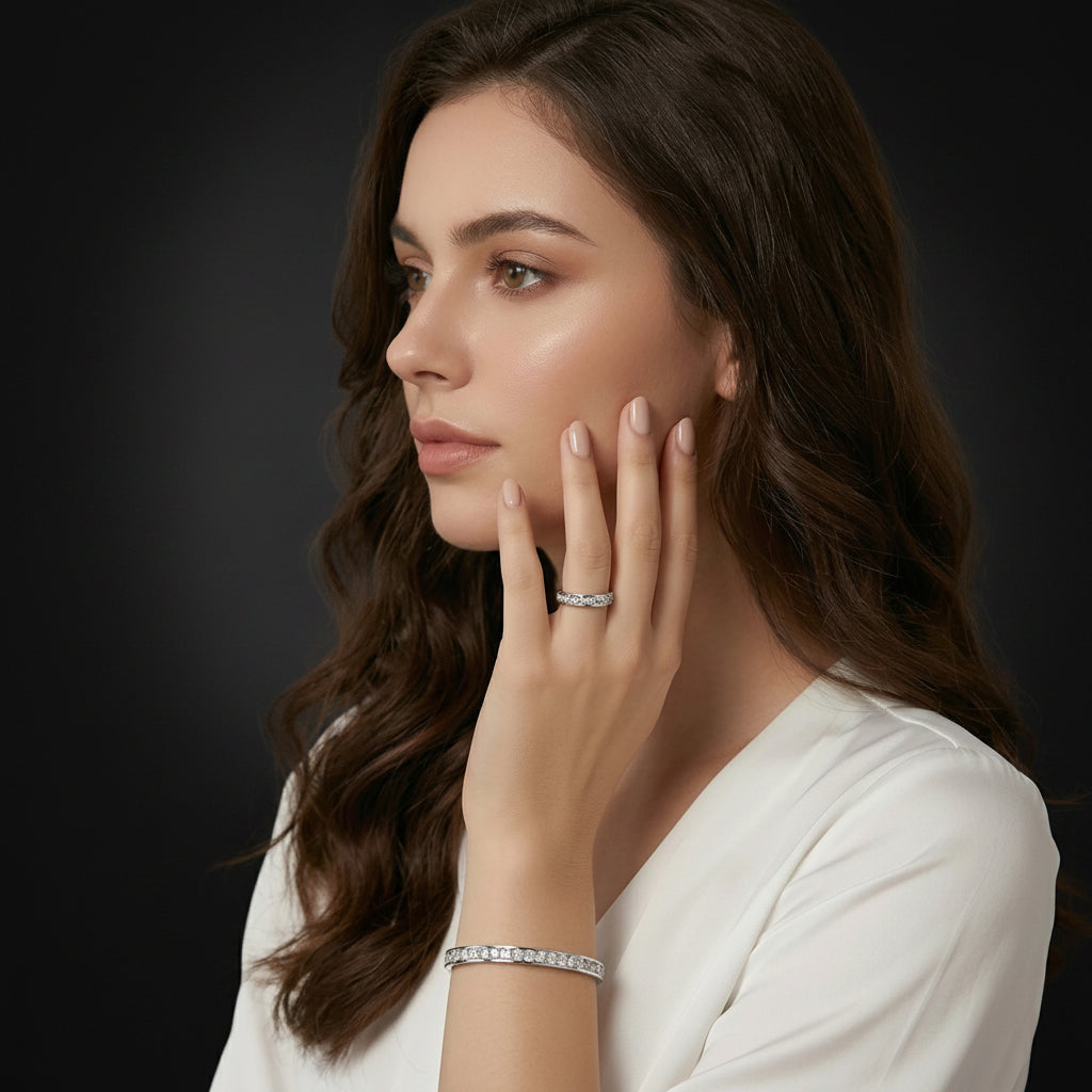 Alliance Éternité Rangée Complète — Moissanite D VVS1 0,84ct | Argent 925 | Serti Canal