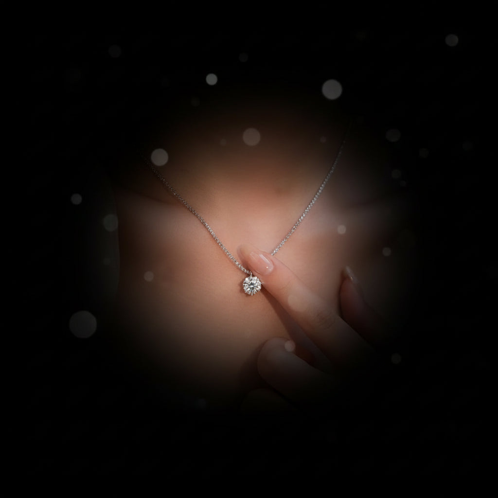 Collier Moissanite 2ct Argent 925 - Chaîne Chou-Fleur Scintillante Pendentif Délicat Femme