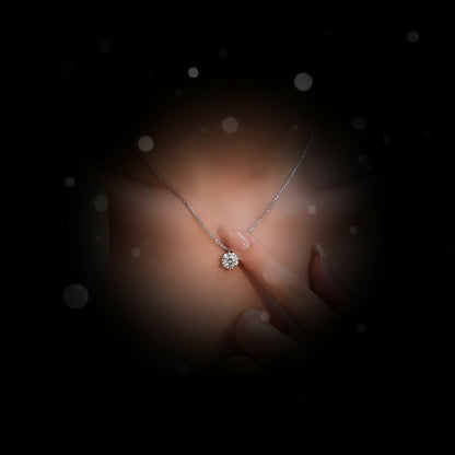 Collier Moissanite 2ct Argent 925 - Chaîne Chou-Fleur Scintillante Pendentif Délicat Femme