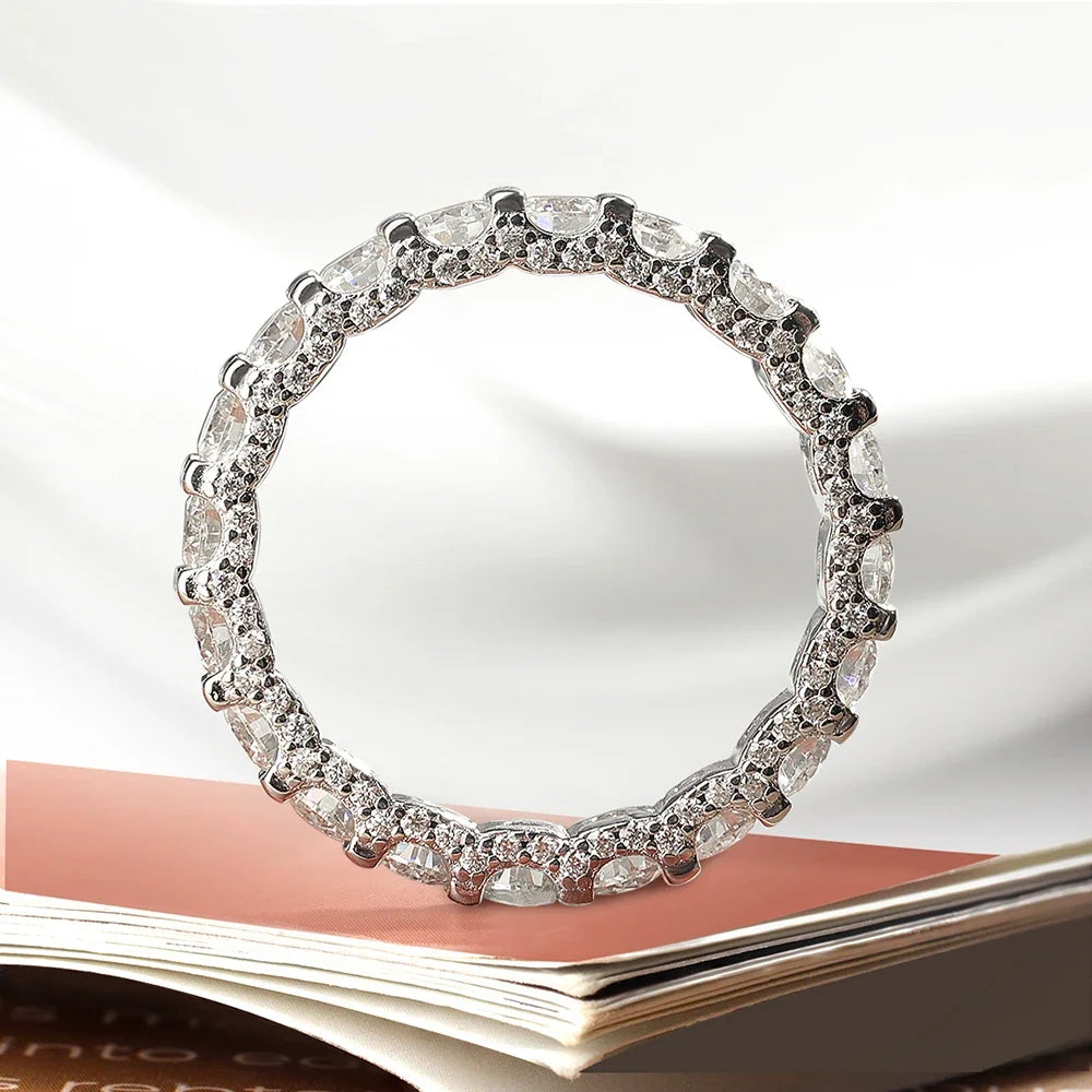 Bague Serenity und Moissanit 3 mm – Argent 925 Plaqué oder 18 K