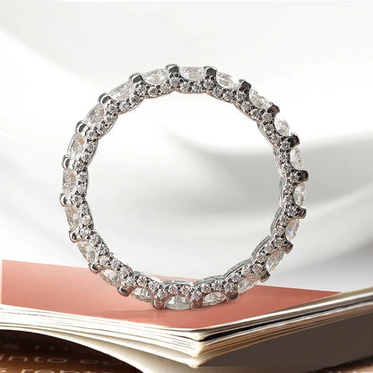 Bague Serenity und Moissanit 3 mm – Argent 925 Plaqué oder 18 K