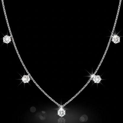 Collier Tennis Moissanite 2.5-5CT Argent 925 Sterling - Sertissage Bezel 5-6.5mm - Bijou Femme Luxe