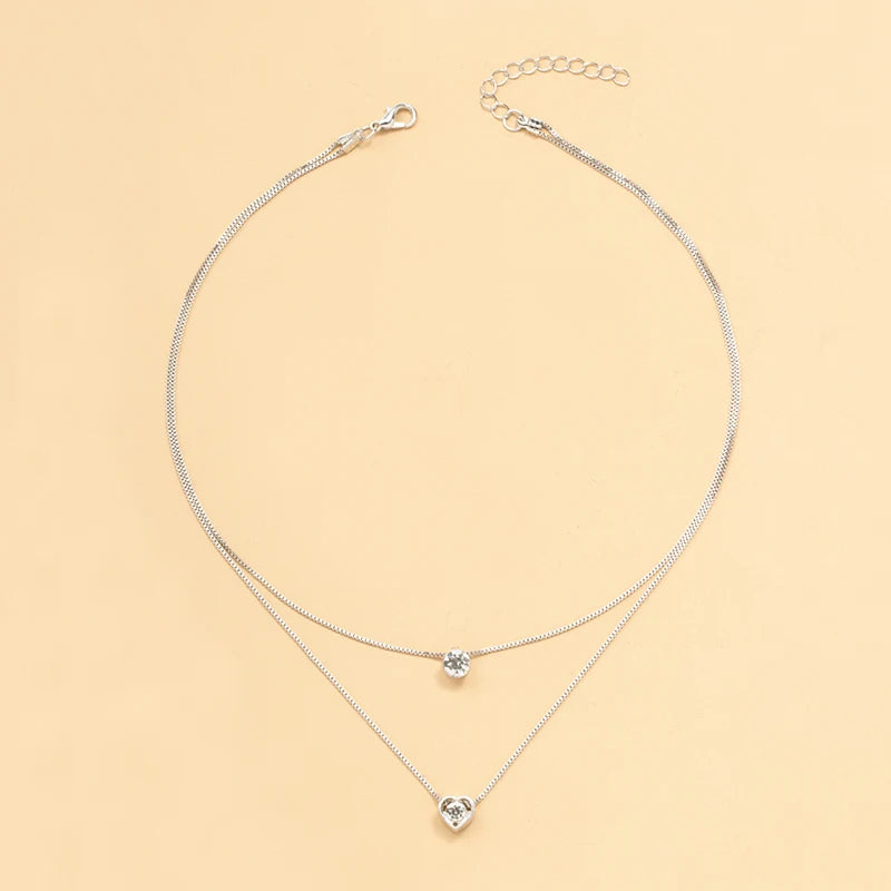 Water Drop Pendant Chain Smooth Long Chain Necklace Double Layer Water Drop Pendant Necklace for Women Fashion Jewelry Set Gifts