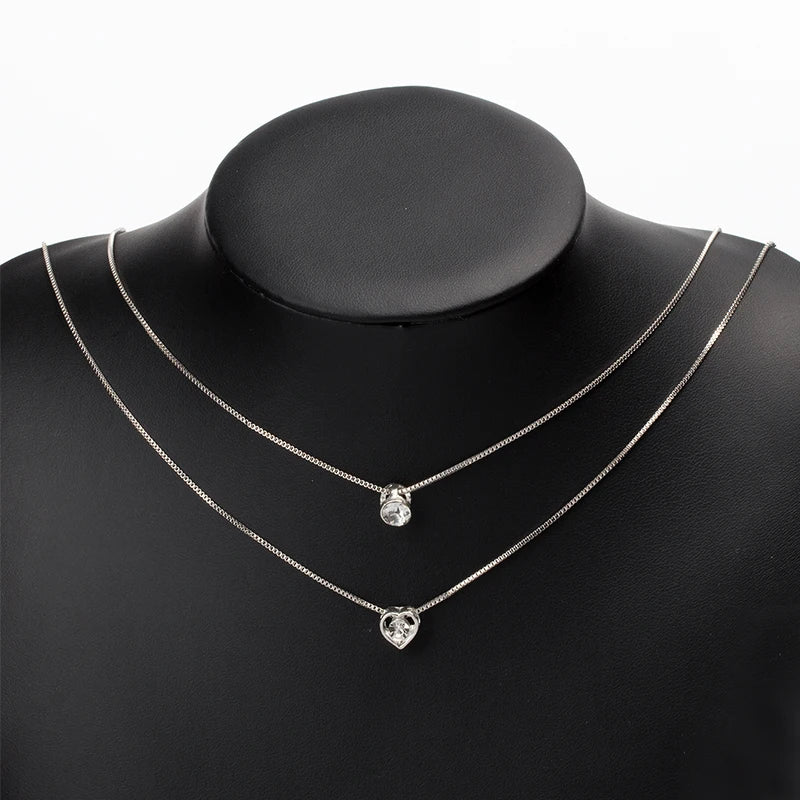 Water Drop Pendant Chain Smooth Long Chain Necklace Double Layer Water Drop Pendant Necklace for Women Fashion Jewelry Set Gifts
