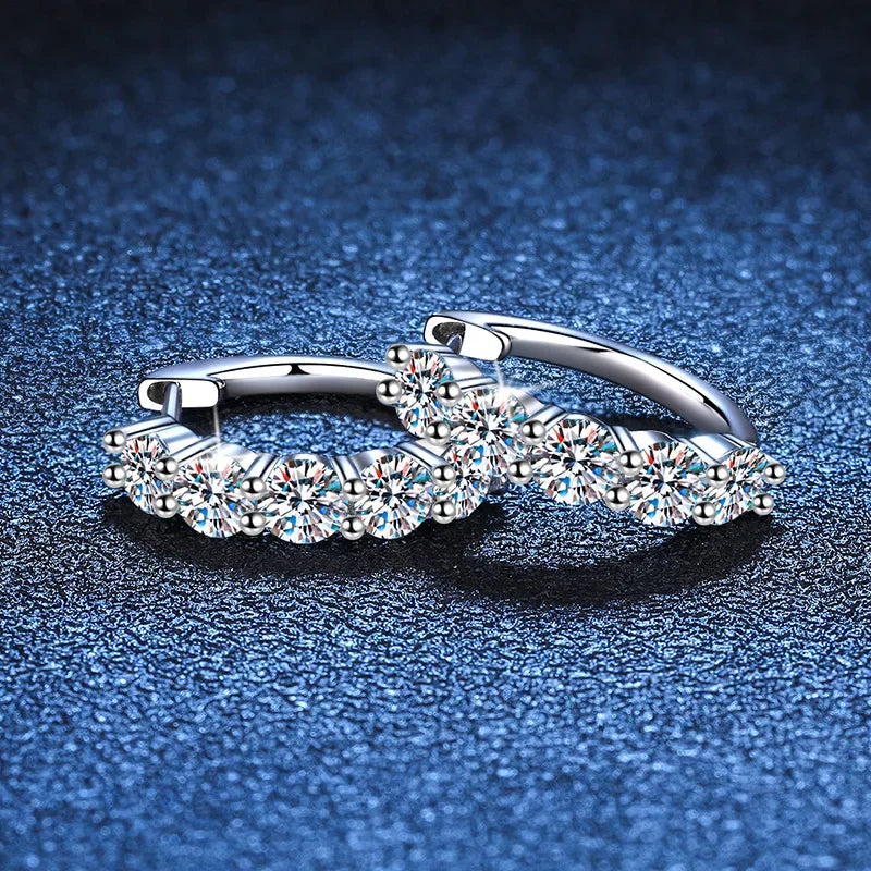 Créoles Argent 925 Moissanite 4mm - Boucles d'Oreilles Femme Mariage