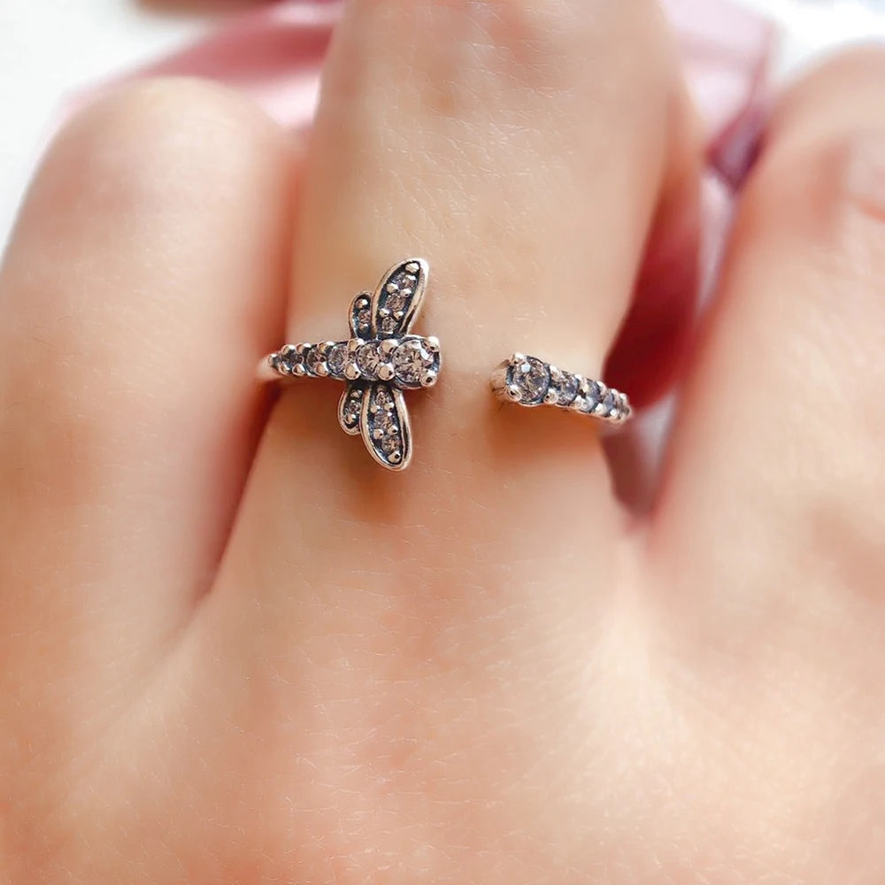 New Hot 925 Silver Crown Sparkling Rings Sun Moon Celestial Heart Women's Set Ring Wedding Diy Charm Luxury DIY Jewelry Gift