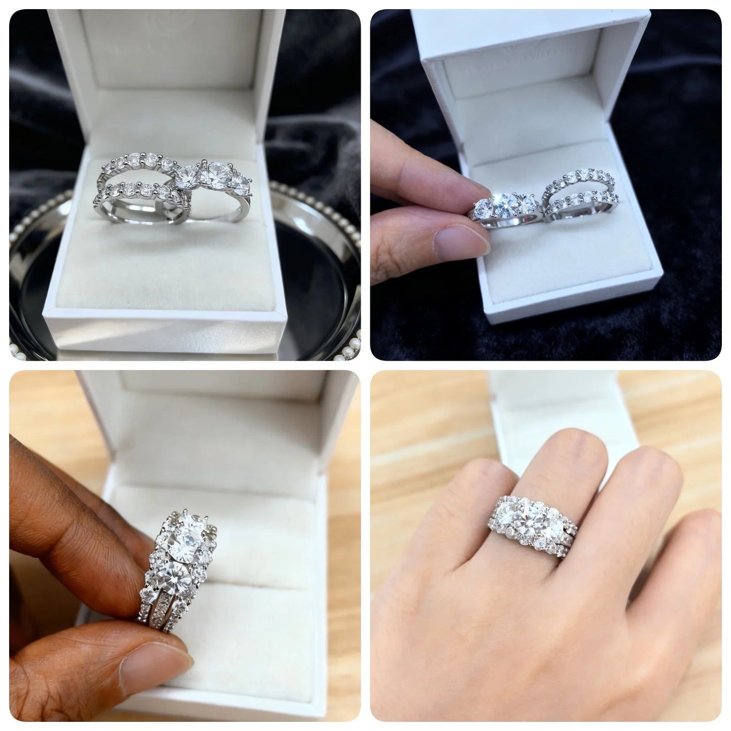 Bague Alliance Newshe Argent 925 Sterling Zircone Cubique AAAAA Femme Bijoux Mariage