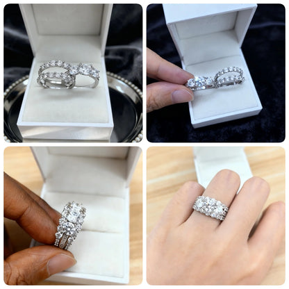 Bague Alliance Newshe Argent 925 Sterling Zircone Cubique AAAAA Femme Bijoux Mariage