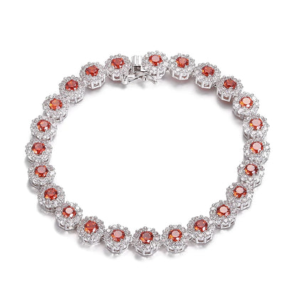 Bracelet Tennis Argent 925 Plaqué - Zircone Cubique Cristal - Bijou Élégant Femme