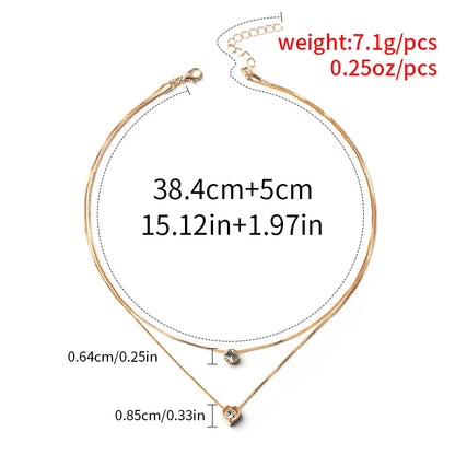 Water Drop Pendant Chain Smooth Long Chain Necklace Double Layer Water Drop Pendant Necklace for Women Fashion Jewelry Set Gifts