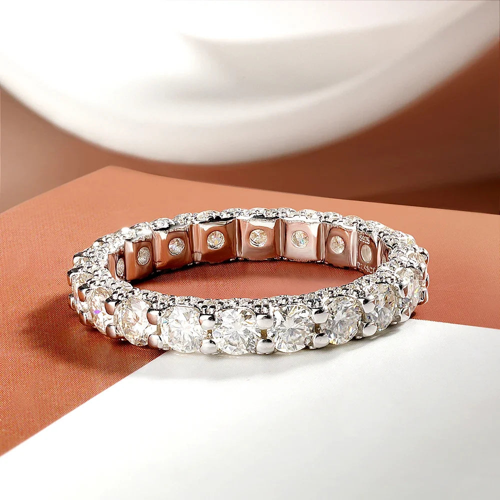 Bague Serenity und Moissanit 3 mm – Argent 925 Plaqué oder 18 K