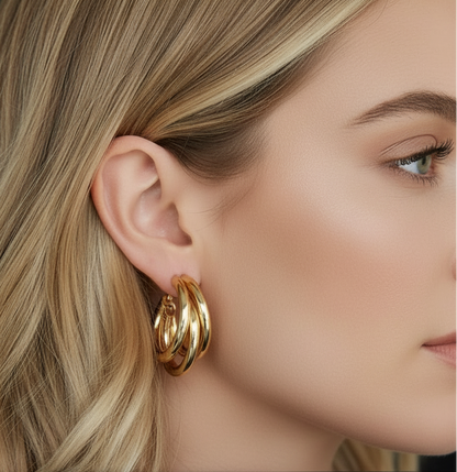 Créoles Acier Inoxydable Larges - Boucles d'Oreilles Rondes Tendance Femme