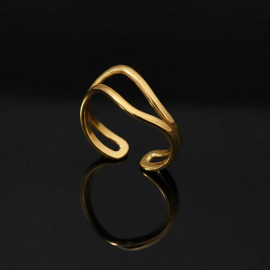 Bague Lignes Minimaliste Acier Inoxydable Doré