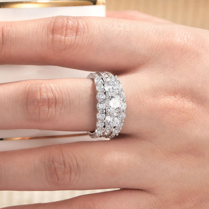 Bague Alliance Newshe Argent 925 Sterling Zircone Cubique AAAAA Femme Bijoux Mariage