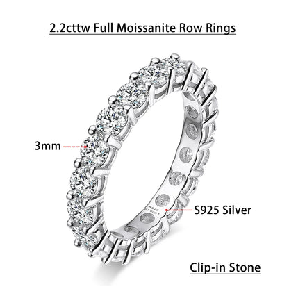 Bague Serenity und Moissanit 3 mm – Argent 925 Plaqué oder 18 K