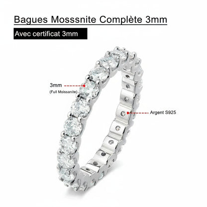 Bague Serenity und Moissanit 3 mm – Argent 925 Plaqué oder 18 K