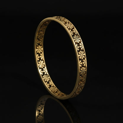 1 Bracelet Manchette Fleur Acier Inoxydable - Style Rétro Waterproof Empilable