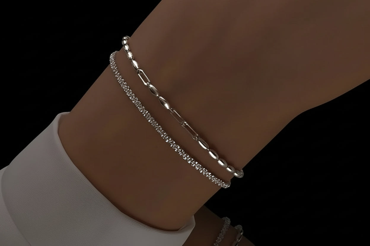 Lot de 6 Bracelets Femme Argent 925 Strass - Charme Ciel Étoilé Coréen Luxe