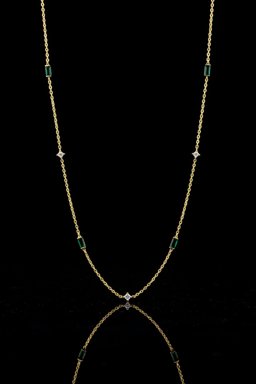 Collier Argent 925 Plaqué Or - Pendentif Lune Étoile Zircon Femme