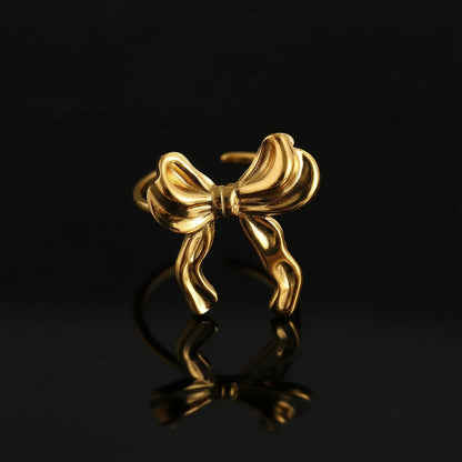 Bague Nœud Papillon Acier Inoxydable Légère - Style Vintage Luxe Élégant Femme