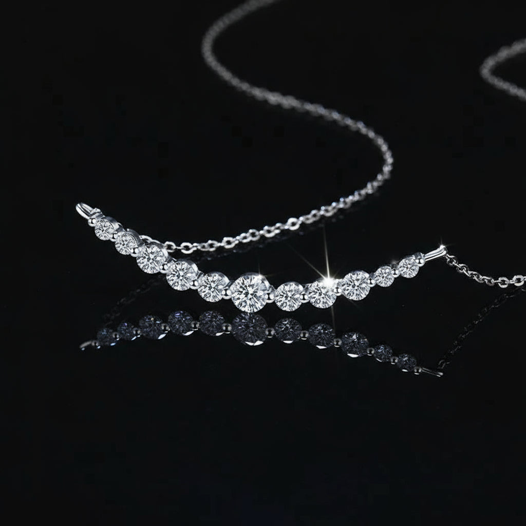 Collier Argent 925 Moissanite 1.1ct - Pendentif Brillant Femme Certifié GRA