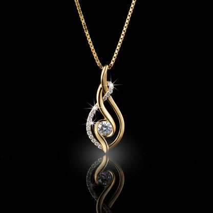 Collier Moissanite 0.43ct  Plaqué Or 18K - Pendentif Torsadé Choker Certifié GRA