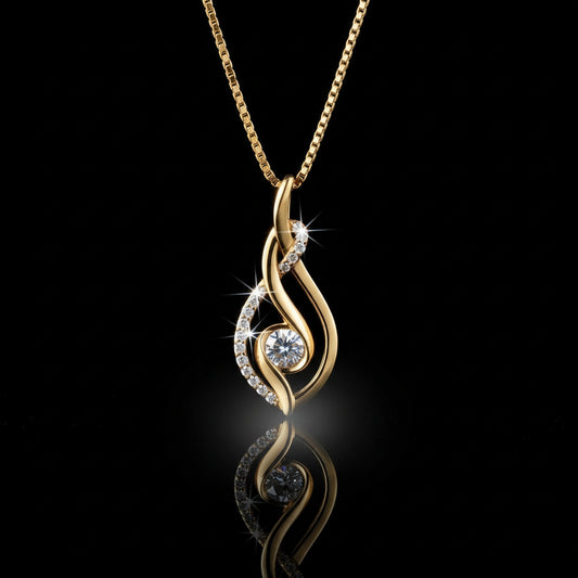 Collier Moissanite 0.43ct  Plaqué Or 18K - Pendentif Torsadé Choker Certifié GRA