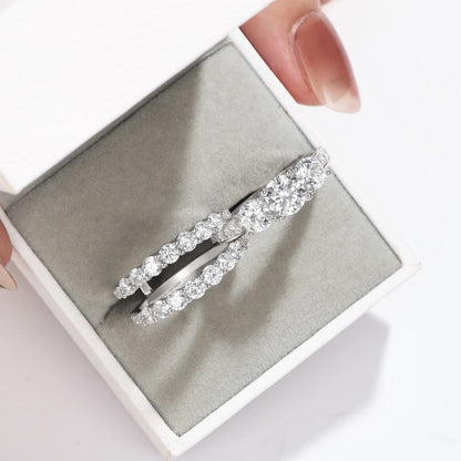 Bague Alliance Newshe Argent 925 Sterling Zircone Cubique AAAAA Femme Bijoux Mariage