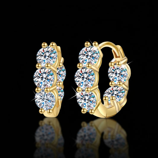 Créoles Moissanite 3mm Plaqué Or 18K