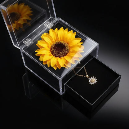 Collier Pendentif Tournesol avec Coffret Cadeau – Zircon Cubique