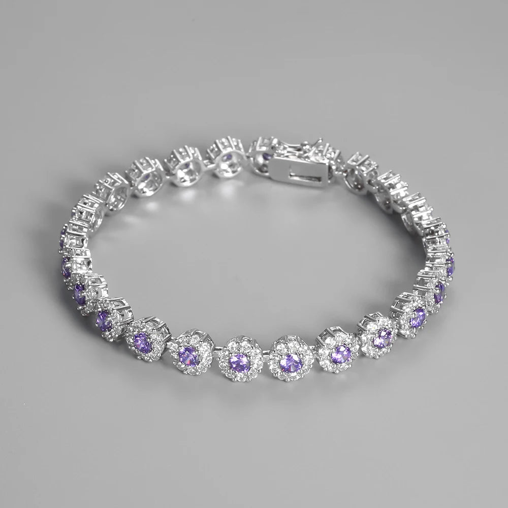 Bracelet Tennis Argent 925 Plaqué - Zircone Cubique Cristal - Bijou Élégant Femme
