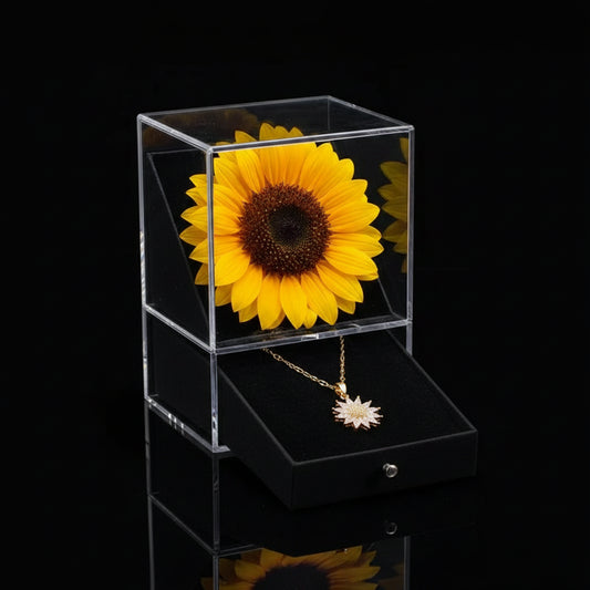 Collier Pendentif Tournesol avec Coffret Cadeau – Zircon Cubique