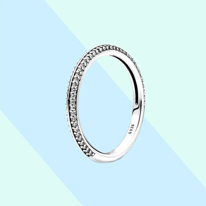 New Hot 925 Silver Colorful Timeless Pavé Triple-row Rings Wedding Diy Charm Luxury DIY Jewelry Gifts