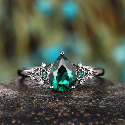 Bague Vigne Zircon Cubique Noir Gun