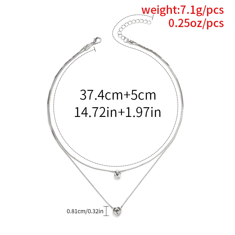 Water Drop Pendant Chain Smooth Long Chain Necklace Double Layer Water Drop Pendant Necklace for Women Fashion Jewelry Set Gifts