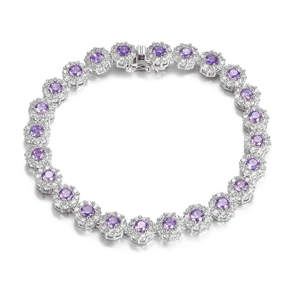 Bracelet Tennis Argent 925 Plaqué - Zircone Cubique Cristal - Bijou Élégant Femme